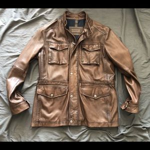 Massimo Dutti Leather Field Jacket size Large